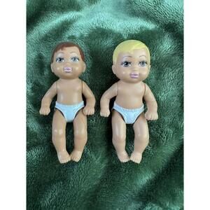 2 Vintage Barbie Baby Sister Krissy Doll Posable Mattel Brown Hair & Blonde Hair